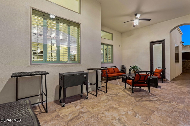 12289 Freshwater Dr, El Paso, TX 79928 - view of patio with ceiling fan and an outdoor living space