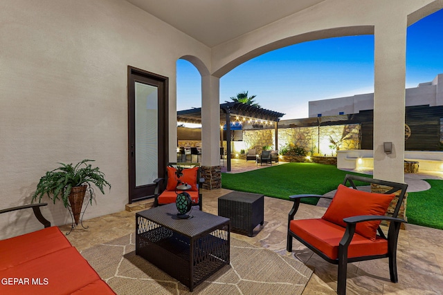 12289 Freshwater Dr, El Paso, TX 79928 - view of patio featuring a pergola and an outdoor hangout area