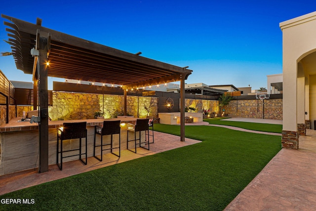 12289 Freshwater Dr, El Paso, TX 79928 - fenced backyard with a pergola and a patio