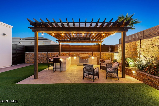 12289 Freshwater Dr, El Paso, TX 79928 - fenced backyard featuring a patio area and a pergola