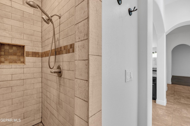 5833 Sundale Rd, El Paso, TX 79912 - full bathroom featuring a tile shower and tile patterned flooring