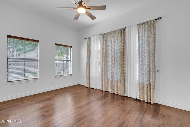 5833 Sundale Rd, El Paso, TX 79912 - empty room featuring a ceiling fan and dark wood-style flooring