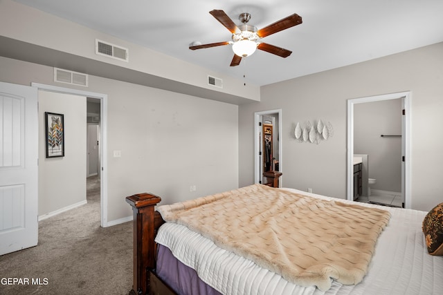 801 Hc Gilbert Minjares Dr Unit A, Socorro, TX 79927 - carpeted bedroom with a spacious closet, ensuite bath, and a ceiling fan