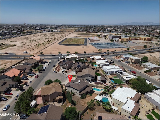 3517 Tierra Bahia Dr, El Paso, TX 79938 - aerial view of property and surrounding area with a pool area and nearby suburban area