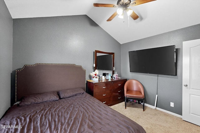 4640 Beacham St, El Paso, TX 79938 - carpeted bedroom with vaulted ceiling and a ceiling fan