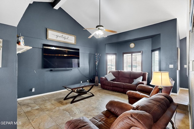 4640 Beacham St, El Paso, TX 79938 - living room featuring a ceiling fan and baseboards