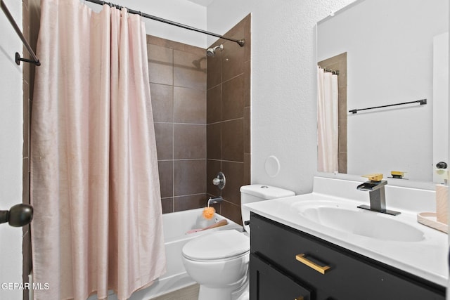 12334 Westbury, El Paso, TX 79928 - bathroom featuring vanity, shower / bath combination with curtain, and a textured wall