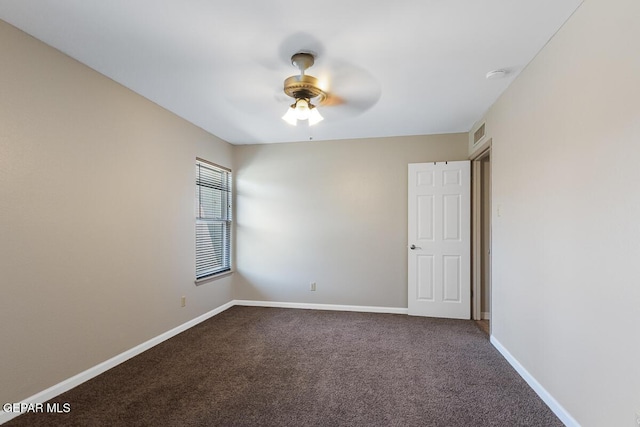 1615 Opossum Cir, Horizon City, TX 79928 - empty room featuring ceiling fan and dark colored carpet