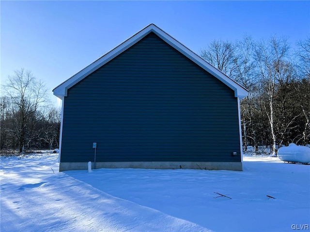 view of snow covered exterior