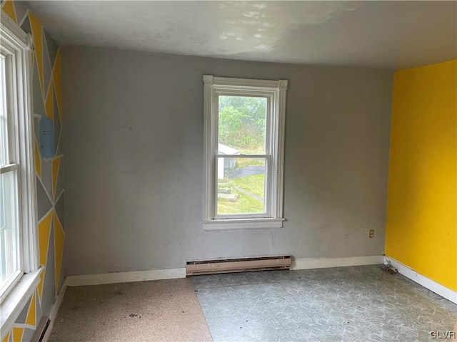 empty room featuring baseboard heating