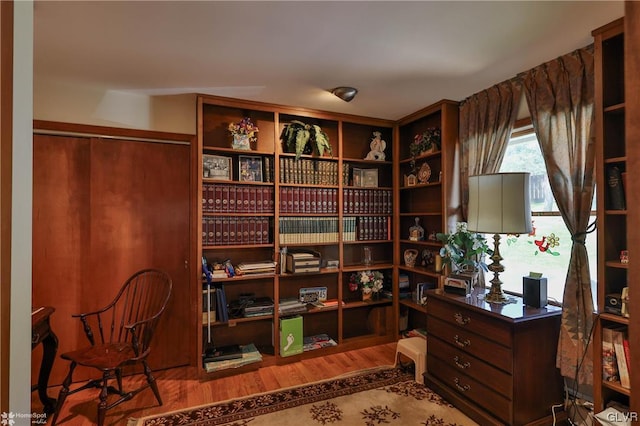 office with light hardwood / wood-style floors