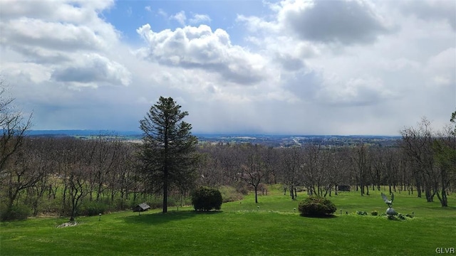 view of property's community featuring a rural view and a lawn