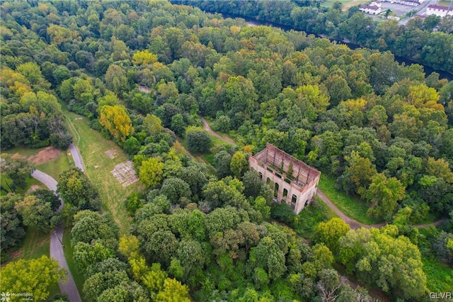 aerial view of a heavily wooded area