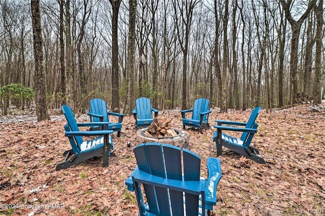 view of yard featuring a fire pit