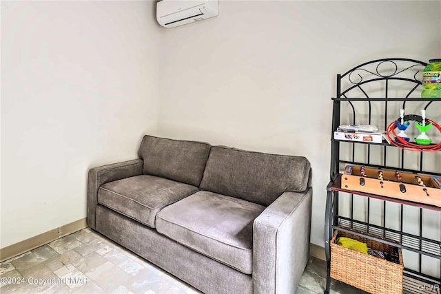 living room with a wall mounted air conditioner