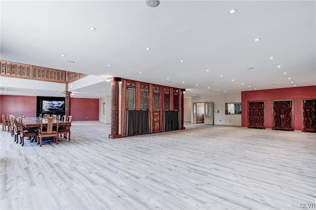 living room featuring light wood-type flooring