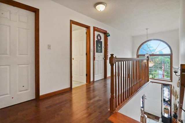 hall with dark hardwood / wood-style floors