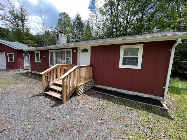 view of front of property with a deck