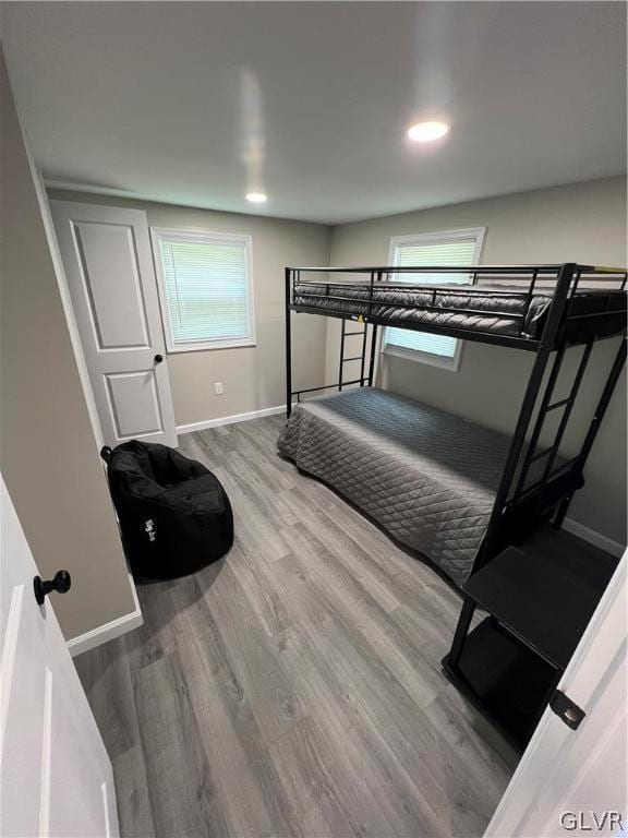 bedroom featuring hardwood / wood-style flooring