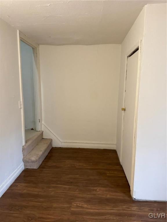 corridor featuring dark hardwood / wood-style flooring