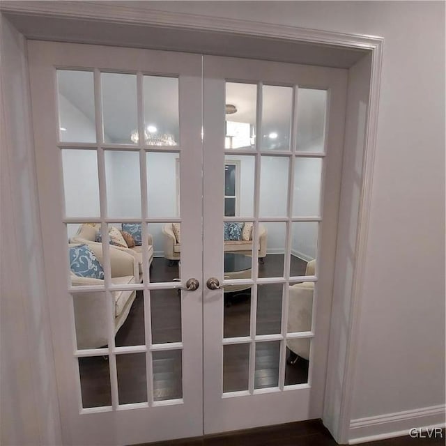 details featuring french doors