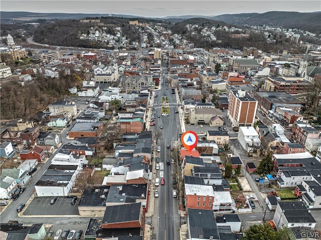 drone / aerial view with a mountain view