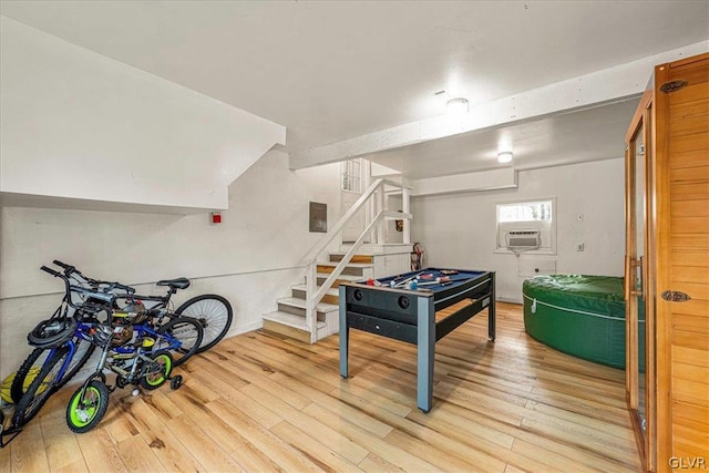 game room featuring light hardwood / wood-style flooring