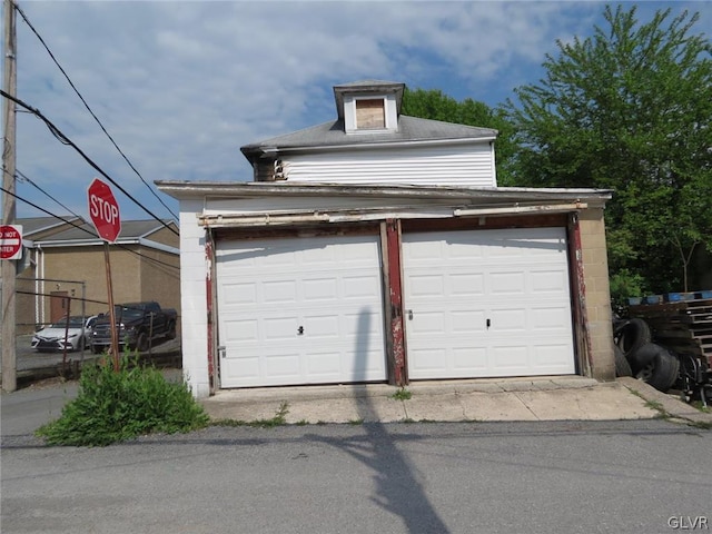 view of garage