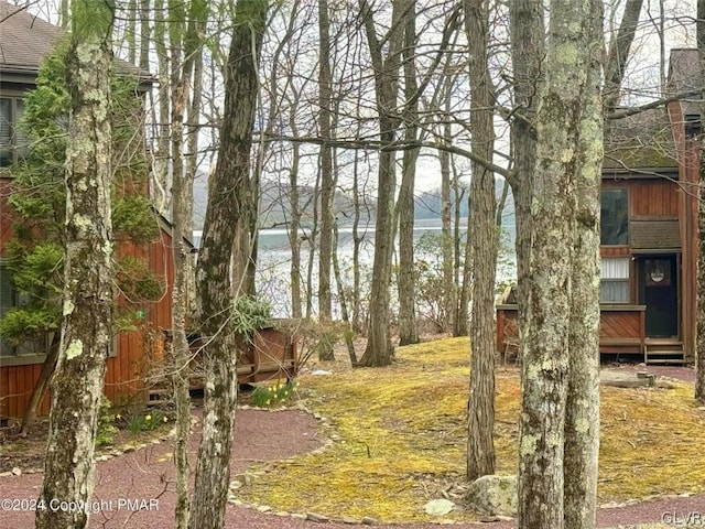 view of yard featuring a water view