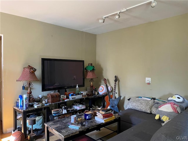 living room with rail lighting