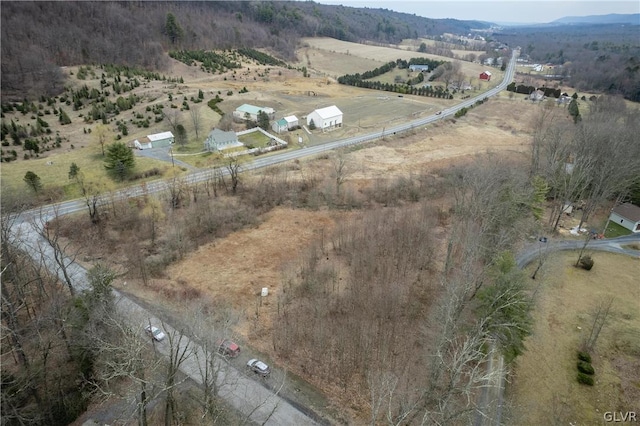 birds eye view of property featuring a rural view