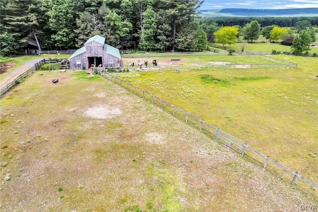 aerial view featuring a rural view