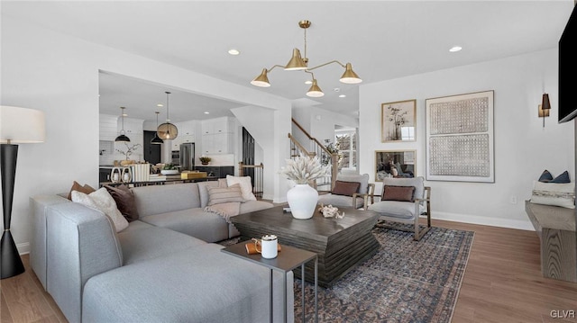 living room with wood-type flooring