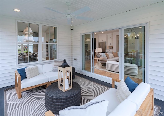 view of patio / terrace featuring outdoor lounge area and ceiling fan