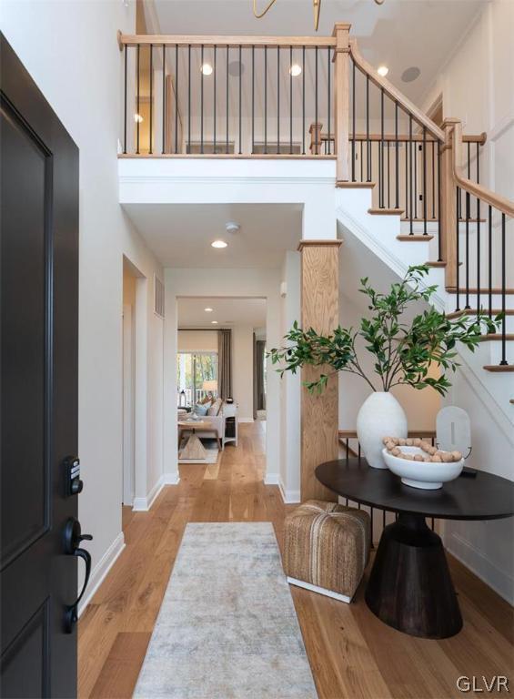 foyer entrance featuring light wood-type flooring