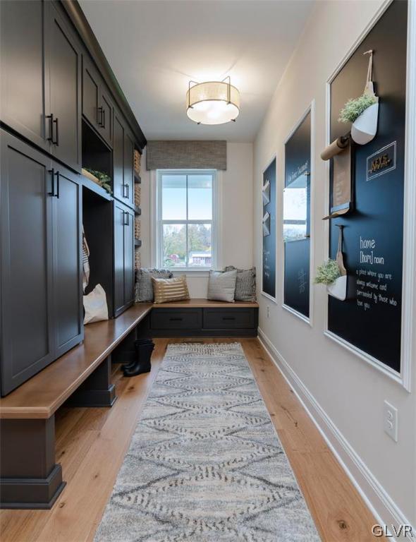 mudroom with light wood-type flooring