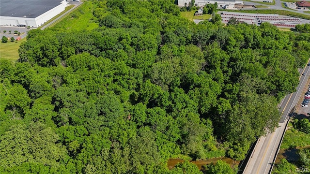 bird's eye view featuring a forest view