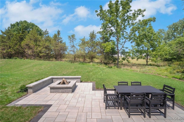 view of patio with an outdoor fire pit