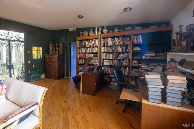 home office featuring wood-type flooring