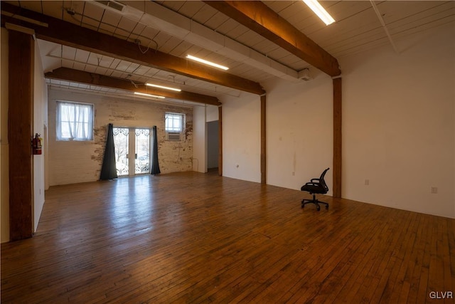 interior space featuring hardwood / wood-style floors and french doors