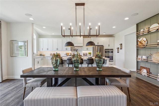 dining room featuring dark hardwood / wood-style flooring