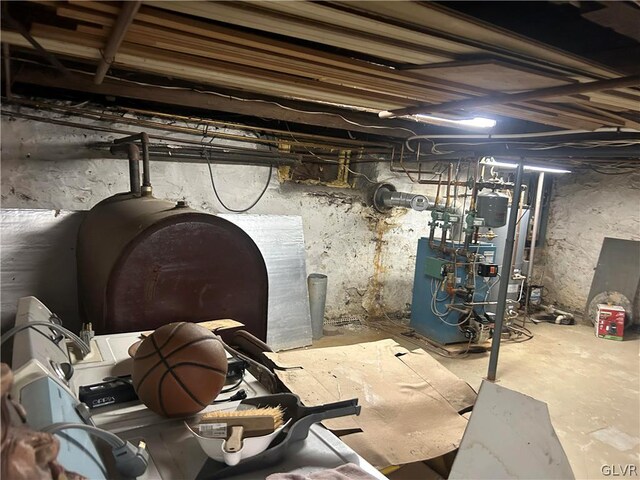 basement with heating unit