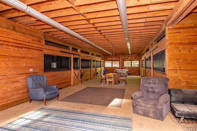 interior space with wood walls