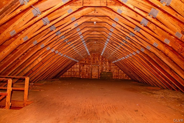 view of unfinished attic