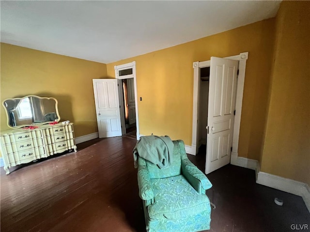 living area with dark wood-type flooring