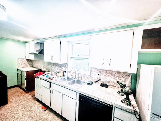 55 S Walnut St, Lansford Borough, PA 18232 - kitchen with dishwasher, wall chimney exhaust hood, tasteful backsplash, and a sink