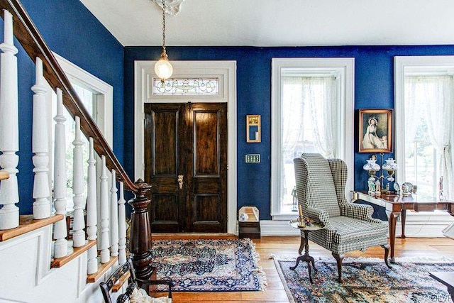 entrance foyer with hardwood / wood-style flooring