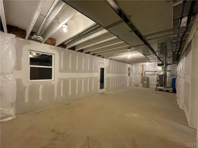 basement with water heater