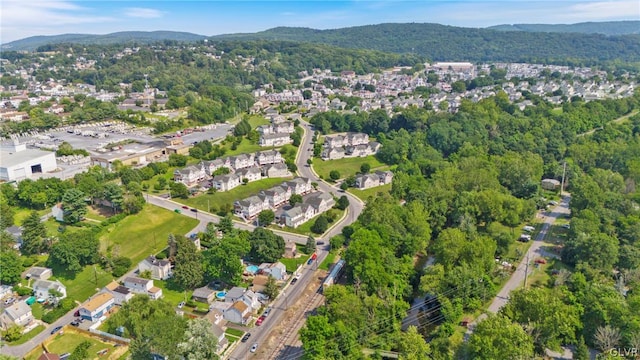 birds eye view of property with a mountain view