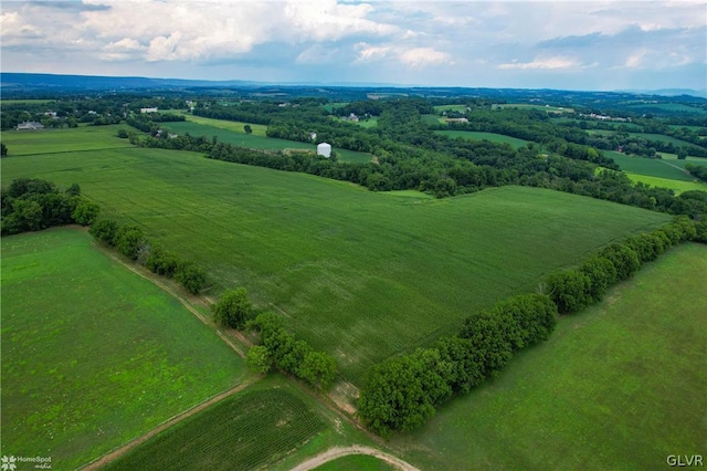 bird's eye view featuring a rural view